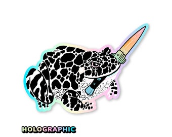 Frog & Switchblade Holographic Sticker