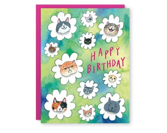 Cat Flowers Card