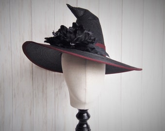 Black Straw Witch Hat