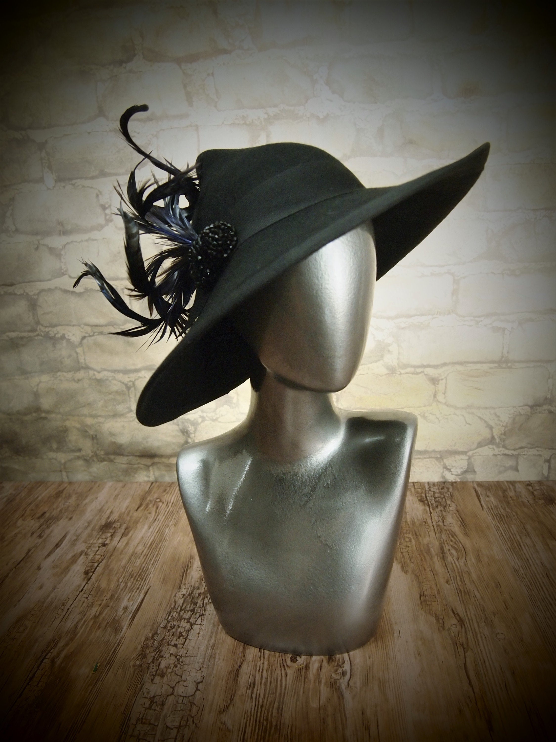 Wide Brim Felt Deco Hat
