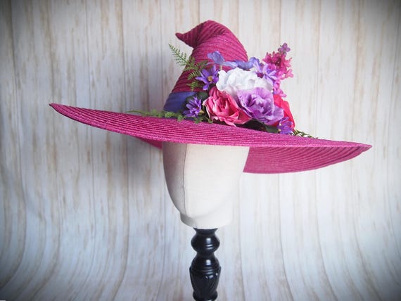 Pink Straw Witch Hat Head Size 21.5"