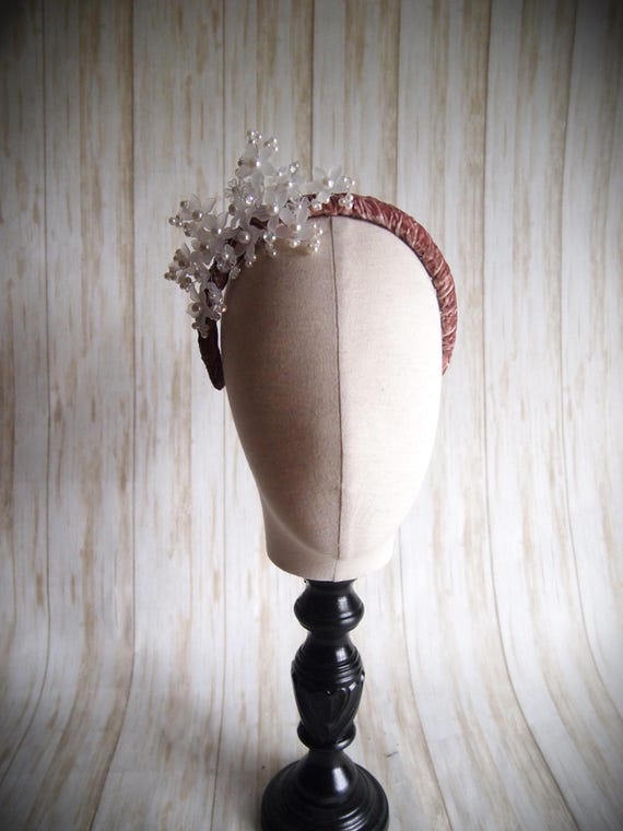 Dusty Pink Beaded Velvet Headband