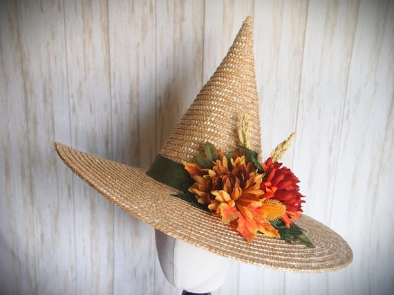 Straw Witch Hat, Head Size 22.5"