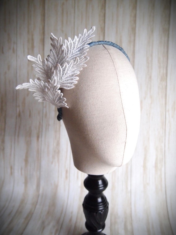 Blue and White Velvet Headband
