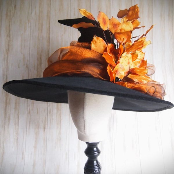 Sombrero de bruja "Fall Fyre", tamaño de cabeza 21"