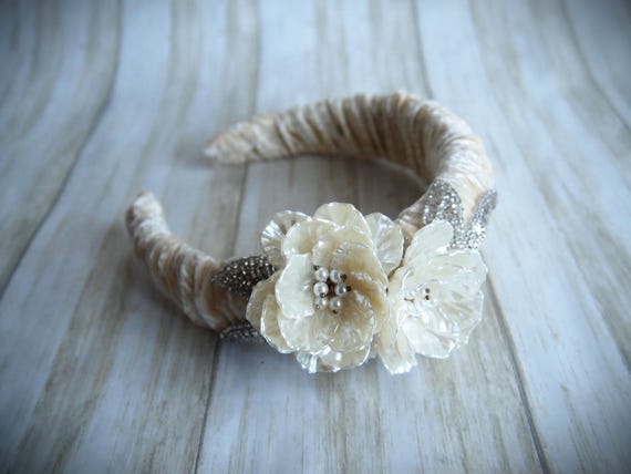 Ivory Velvet Headband