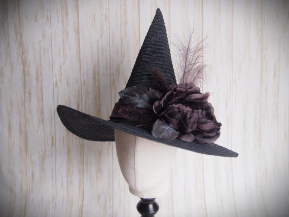 Black Straw Witch Hat Head Size 21.5"