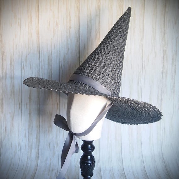 Tall Straw Witch Hat, Head Size 23"