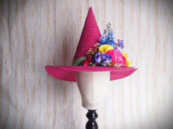 Pink Straw Witch Hat Head Size 22.5"