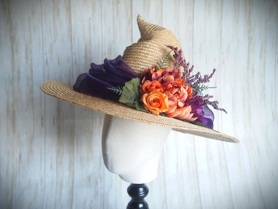 Straw Witch Hat, Head Size 22"