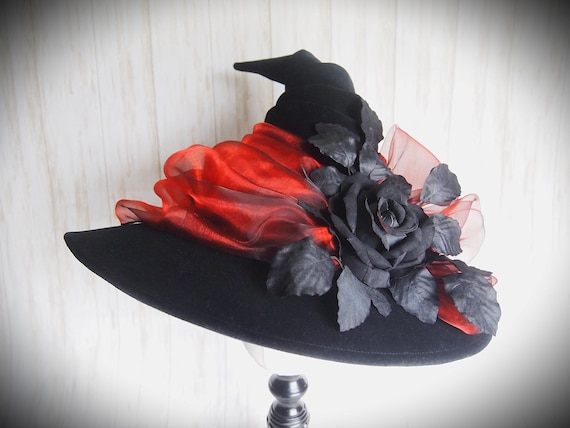Witch Hat "Scarlet Rose", Head Size 23"
