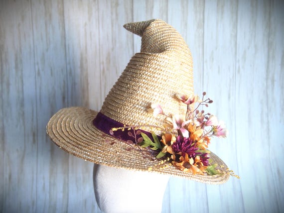 Straw Witch Hat, Head Size 22"