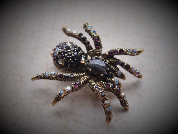 Rhinestone Spider Brooch