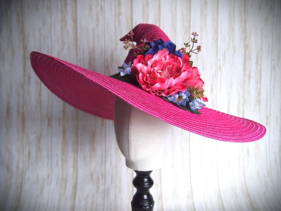 Pink Straw Witch Hat Head Size 21.5"