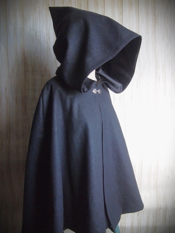 Dark Charcoal Wool Cape