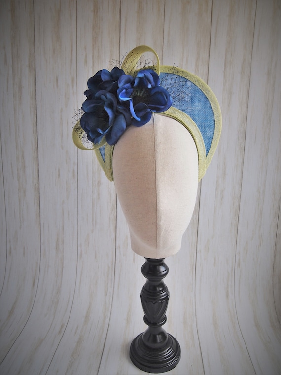 Blue and Lime Halo Fascinator