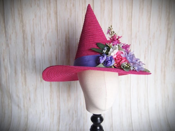 Pink Straw Witch Hat Head Size 23"