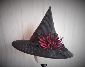 Black Straw Witch Hat