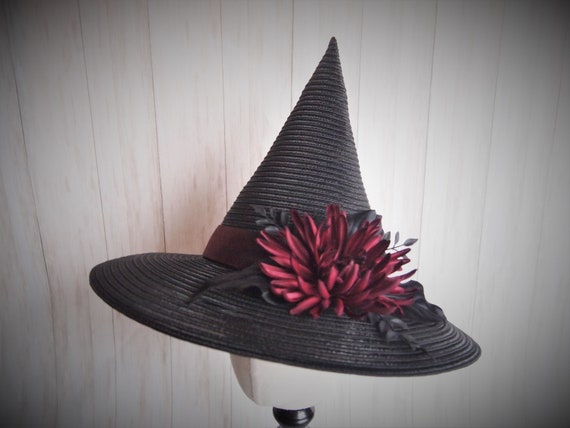 Black Straw Witch Hat