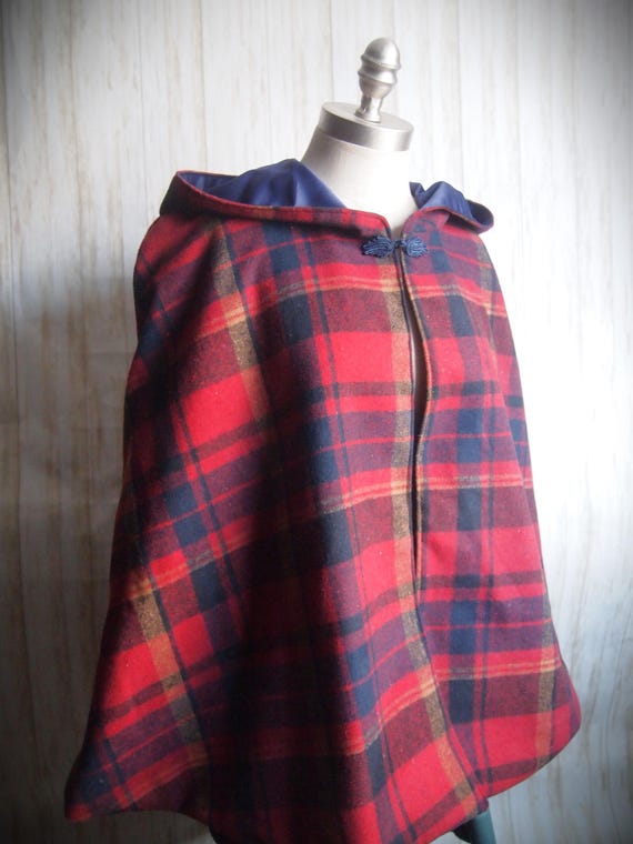 Plaid Wrist Length Cape