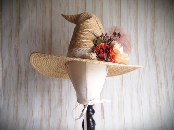 Straw Witch Hat, Head Size 21"