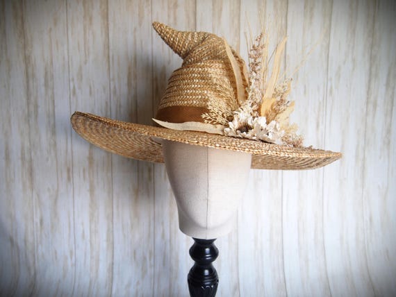 Straw Witch Hat, Head Size 22"