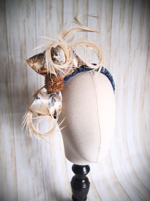 Blue and Ivory Velvet Headband
