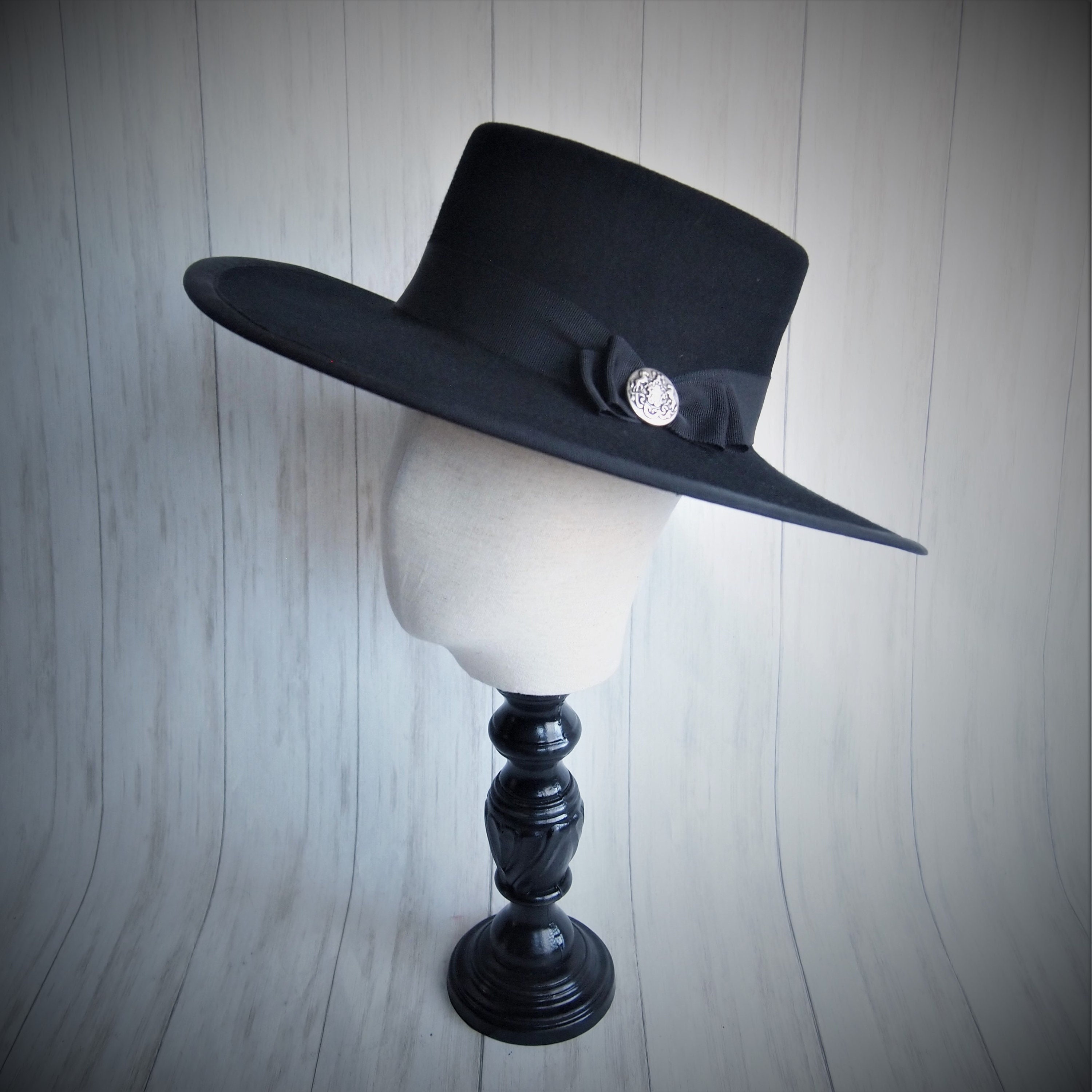 Black Wool Felt Gambler - Etsy New Zealand