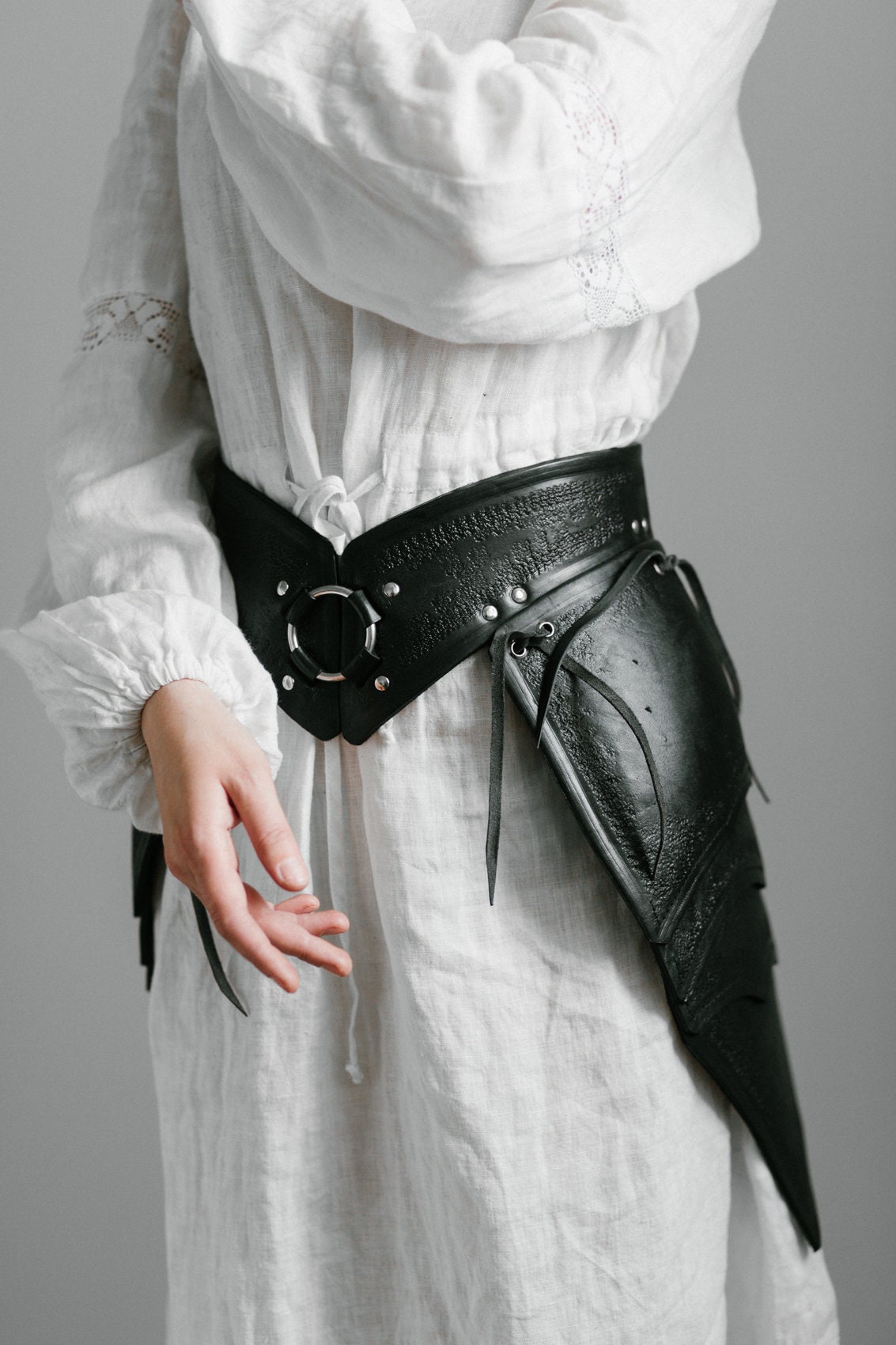 Warrior Lady Skirt Dark Armor Leather Female Belt - Etsy UK