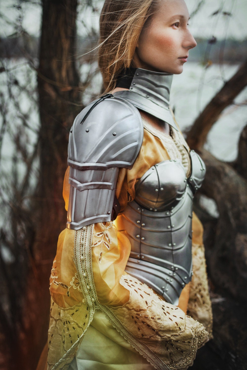 Steel Gorget of Female Armor Queen of the Lake /LARP Fantasy  Protection/metal Armor/female/steel Gorget/handcrafted Custom 