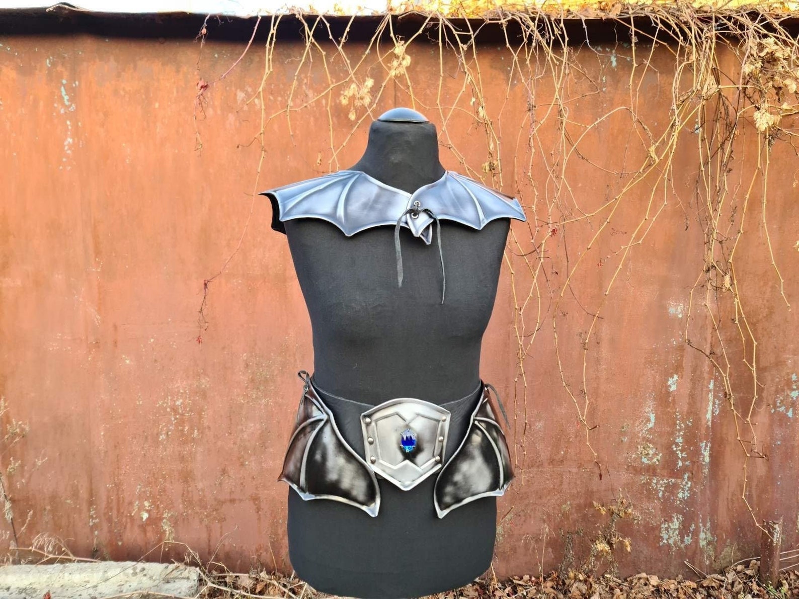 Female LARP Costume Steel Fantasy Shoulders Armor and Belt Etsy