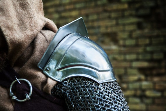 Larp Medieval Fantasy knight pauldrons shoulders  steel armor 
