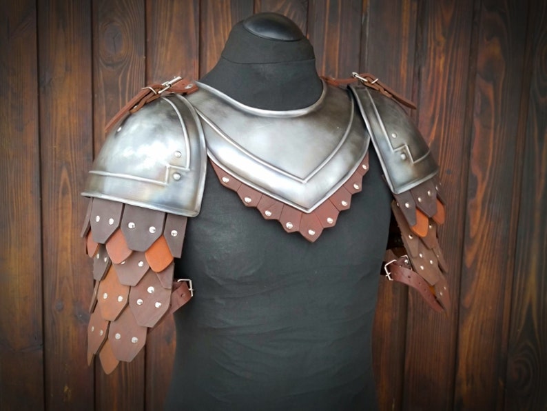 Medieval Warrior Pauldrons Shoulder & Armor Gorget LARP Cosplay Knight Medieval 