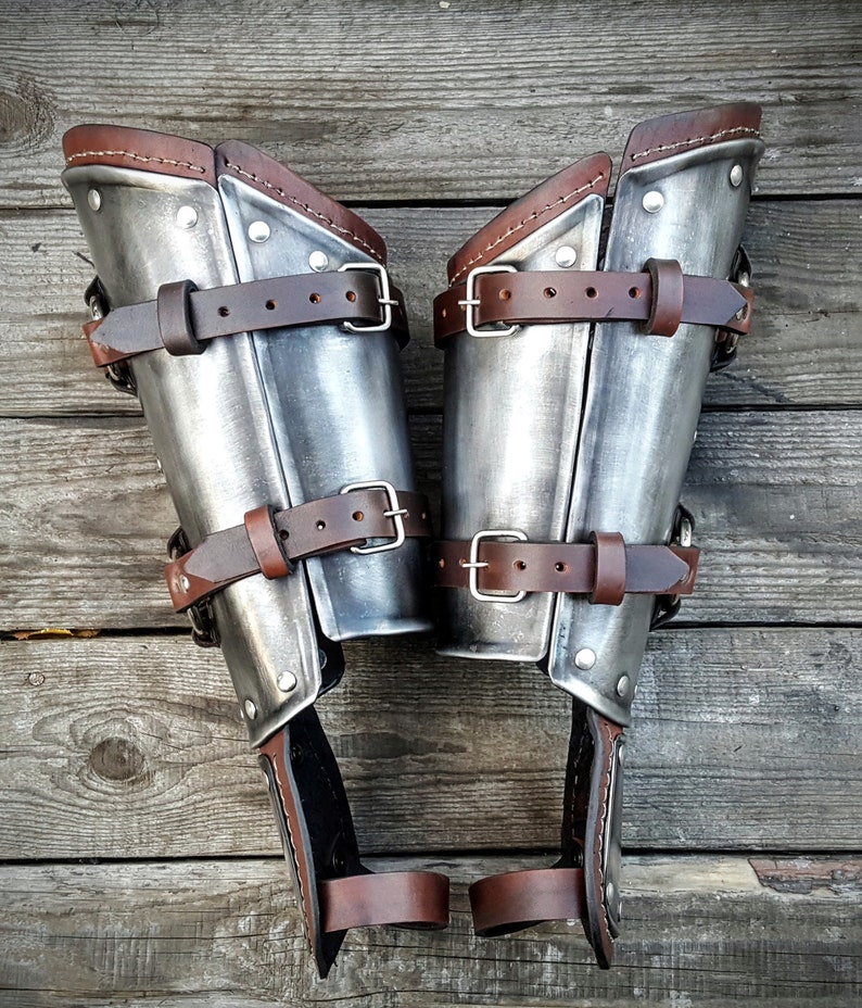 Witcher cosplay bracers, Bear cosplay costume, larp armor, halloween fantasy cosplay, steel&leather arm armor image 5