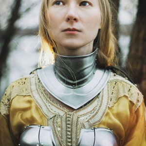 Steel Gorget of Female Armor Queen of the Lake /LARP Fantasy Protection/Metal Armor/Female/Steel Gorget/handcrafted custom