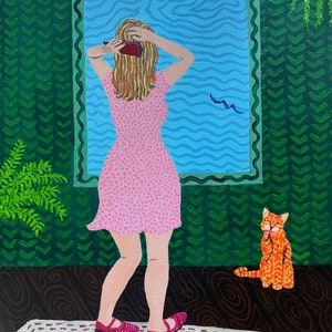 A Relaxed Day 11&quot; x 14&quot; happy acrylic painted original painting on canvas