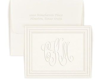 Classic Frame Embossed Monogrammed Folded Note Cards