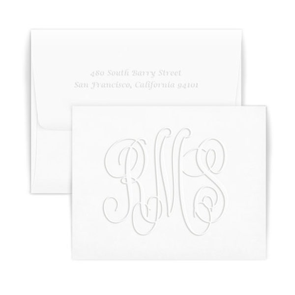 Embossed Monogram Note Cards Etsy