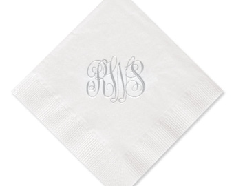 Embossed or Foil Stamped Monogrammed Paper Cocktail Napkins