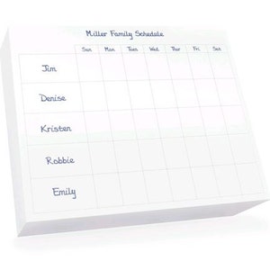 Large Daily,  Weekly or Family Personalized Super Slab Note Pads