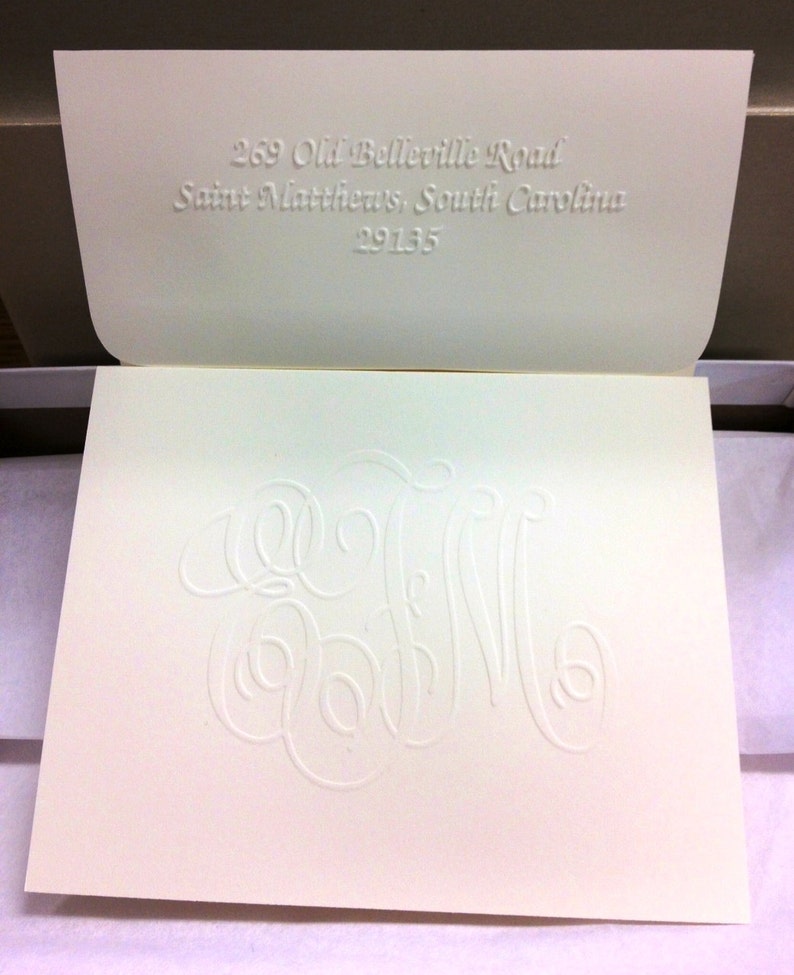 Henley Large Monogram Embossed Folded Note Cards Etsy