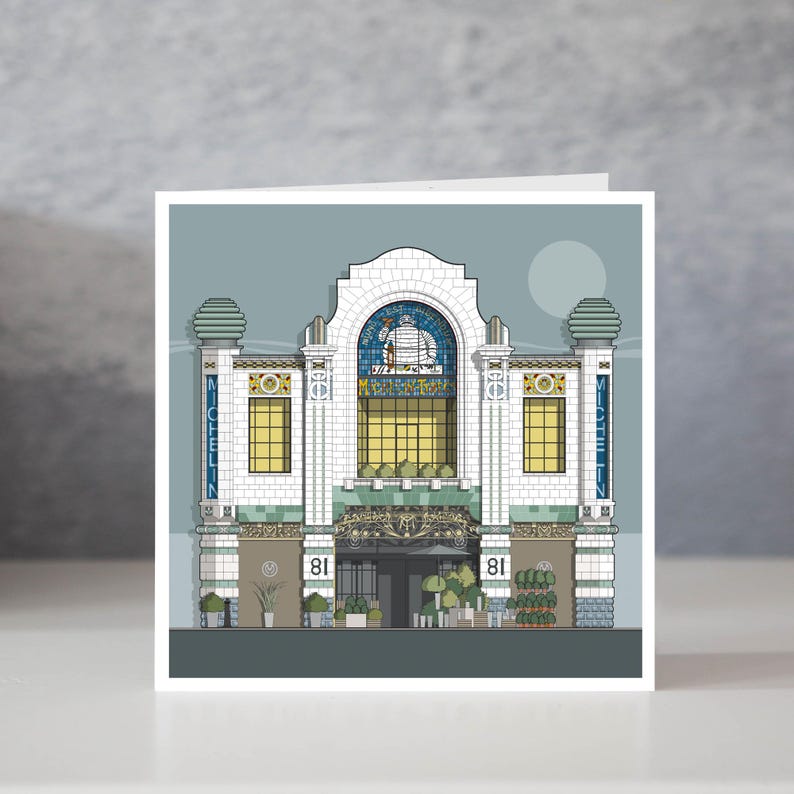 Karta Domowa Michelin: Ilustracja architektury Londynu w stylu art déco zdjęcie 1