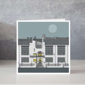 Cartão da Escola de Arte de Glasgow, Cartão de Saudação do Marco de Glasgow, Cartão para Arquiteto, Edifício Rennie McKintosh, Cartão de Saudação Arquitetônico