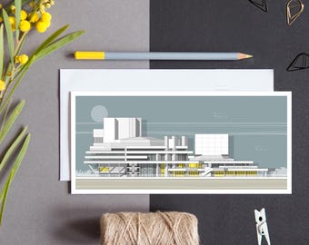 Tarjeta del Teatro Nacional: Arquitectura brutalista, un lugar emblemático de Londres