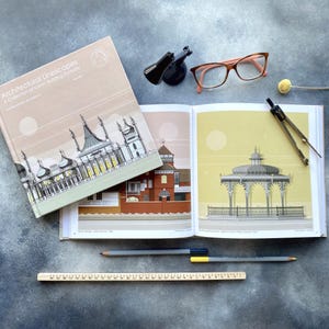 Boek architecturale linescapes, een verzameling iconische gebouwportretten, architectonisch boek, geïllustreerd boek, cadeau voor architect