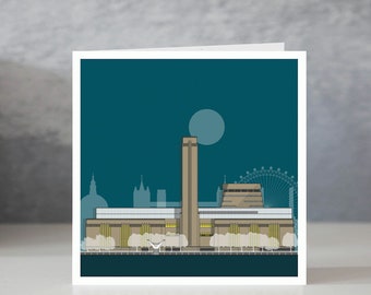 Tate Modern London Card: Architectural Illustration Greeting Card