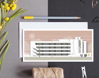 Tarjeta de felicitación del edificio Isokon: Arquitectura modernista, tarjeta personalizada.
