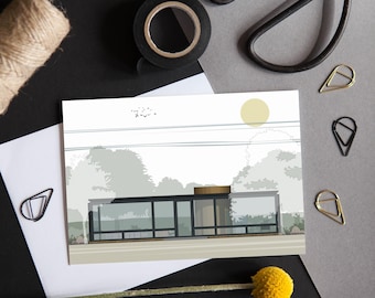 Tarjeta de felicitación Casa de Cristal: Arquitectura icónica modernista