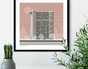 Trellick Tower Limitierter Druck, Brutalist London Kunst