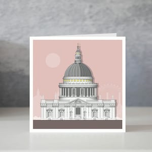 Biglietto d'auguri della Cattedrale di St. Paul di Londra, biglietto d'auguri di Londra, biglietto per architetto, ricordo di Londra, Cattedrale di St. Paul, illustrazione architettonica
